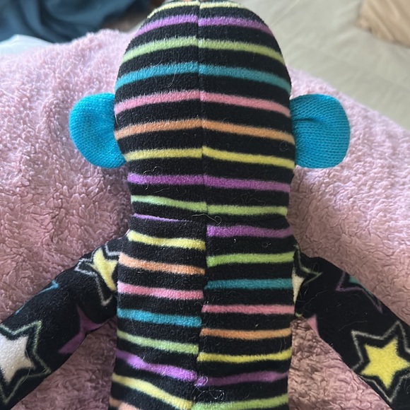 Sock monkey Justice Just for Girls early yo mid 2000’s black purple blue fleece - Picture 5 of 13